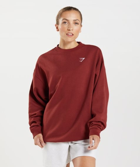 Bluzy Gymshark Treningowe Oversized Damskie Czerwone | PL 304RDE